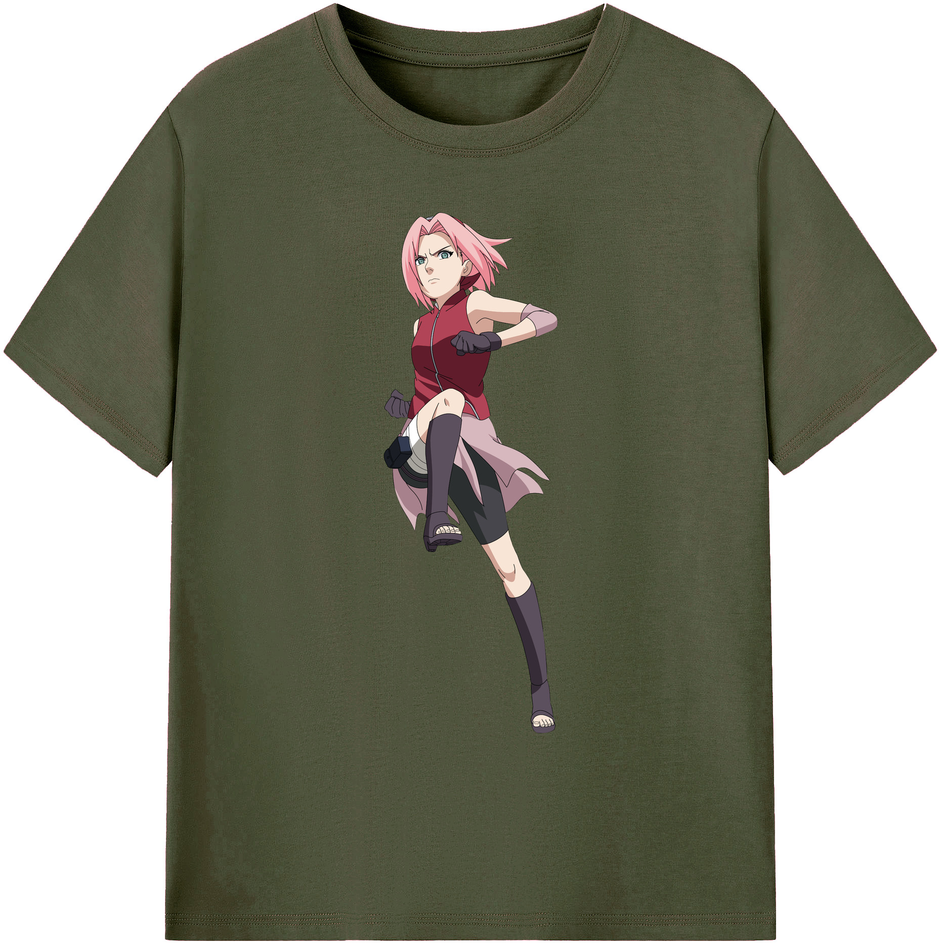 （画像用） NARUTO -ナルト- 春野サクラ Haruno Sakura 綿100％ メンズ半袖Tシャツ｜肌触りやわらか＆通気性